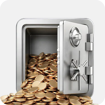 Shield with checkmark — risk insurance and profit tripling